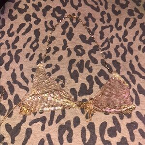 Gold Sequin Triangle Bikini Top (costume not for swim)